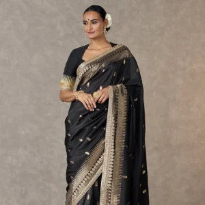 Black Haath Phool Saree