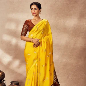 Yellow Jacquard Saree